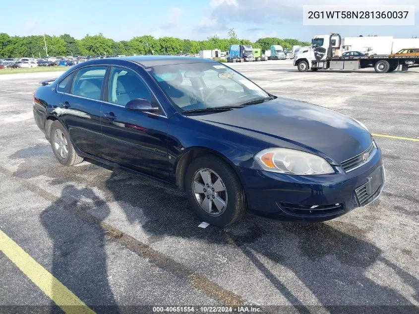 2008 Chevrolet Impala Lt VIN: 2G1WT58N281360037 Lot: 40651554