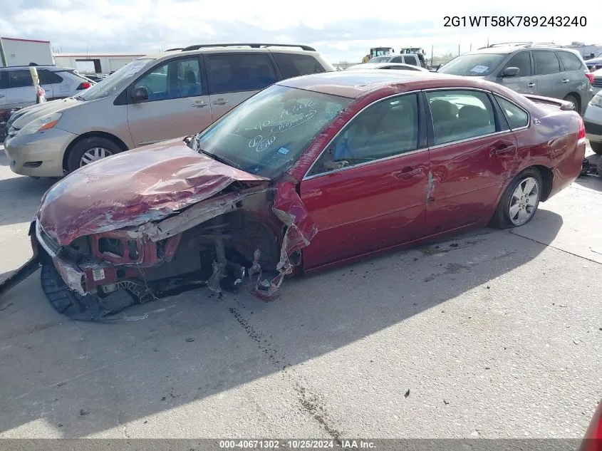 2008 Chevrolet Impala Lt VIN: 2G1WT58K789243240 Lot: 40671302