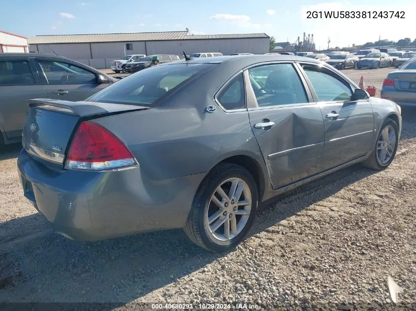 2008 Chevrolet Impala Ltz VIN: 2G1WU583381243742 Lot: 40680293