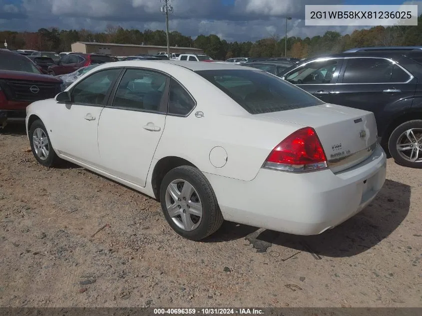 2008 Chevrolet Impala Ls VIN: 2G1WB58KX81236025 Lot: 40696359