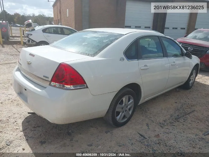 2008 Chevrolet Impala Ls VIN: 2G1WB58KX81236025 Lot: 40696359