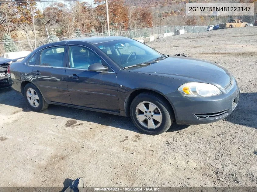 2008 Chevrolet Impala Lt VIN: 2G1WT58N481223147 Lot: 40704923