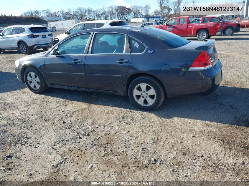 2008 Chevrolet Impala Lt VIN: 2G1WT58N481223147 Lot: 40704923