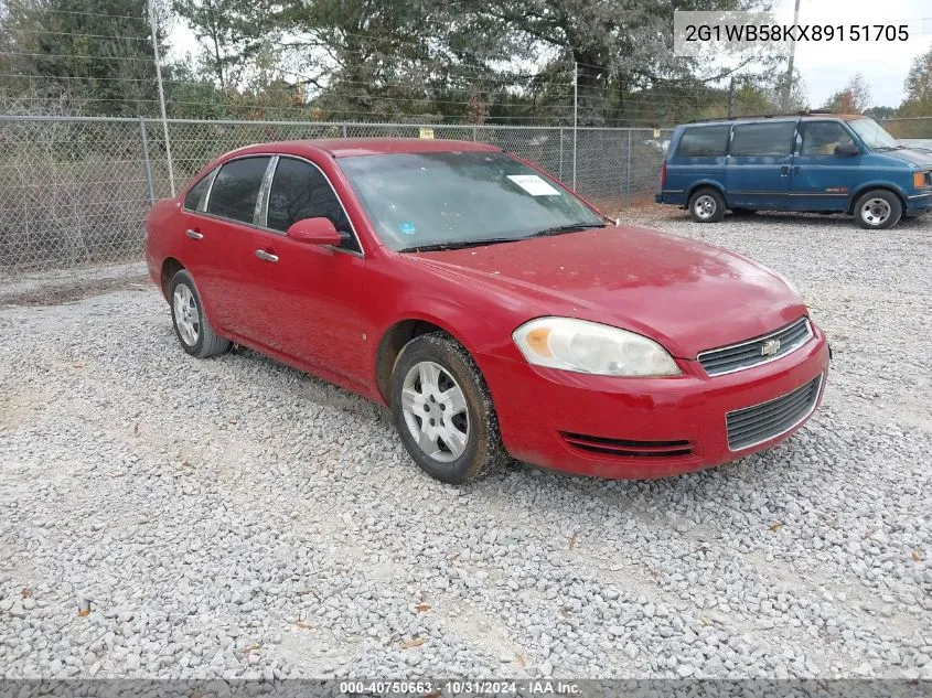 2008 Chevrolet Impala Ls VIN: 2G1WB58KX89151705 Lot: 40750663