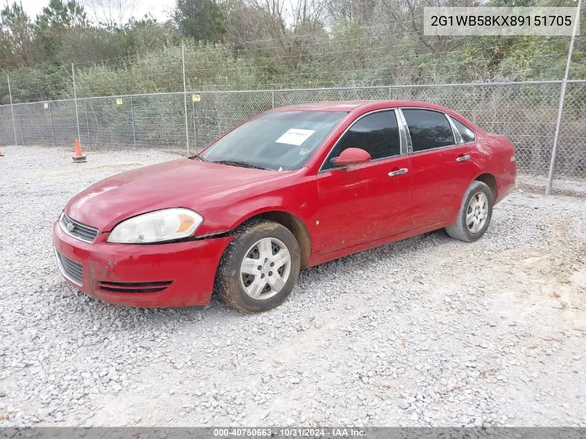 2008 Chevrolet Impala Ls VIN: 2G1WB58KX89151705 Lot: 40750663