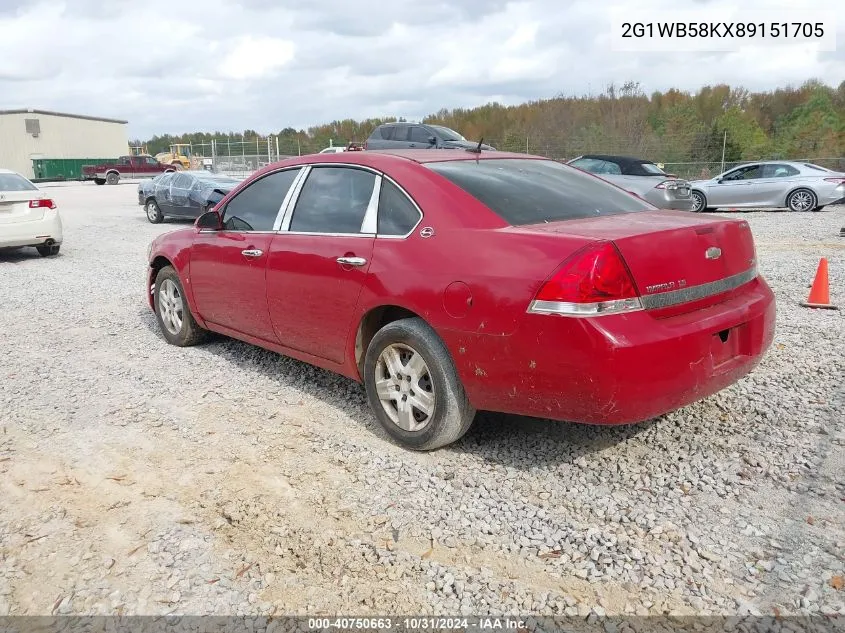 2008 Chevrolet Impala Ls VIN: 2G1WB58KX89151705 Lot: 40750663