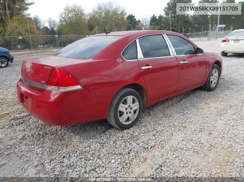 2008 Chevrolet Impala Ls VIN: 2G1WB58KX89151705 Lot: 40750663