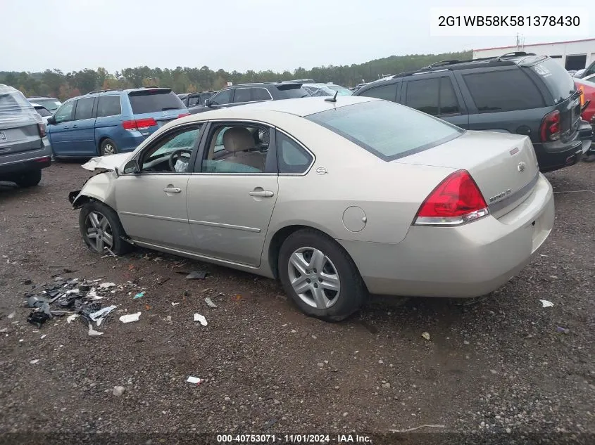 2008 Chevrolet Impala Ls VIN: 2G1WB58K581378430 Lot: 40753071