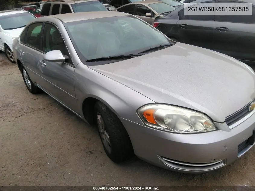 2008 Chevrolet Impala Ls VIN: 2G1WB58K681357585 Lot: 40762654