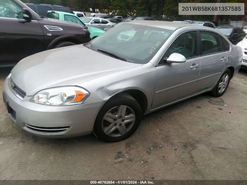 2008 Chevrolet Impala Ls VIN: 2G1WB58K681357585 Lot: 40762654