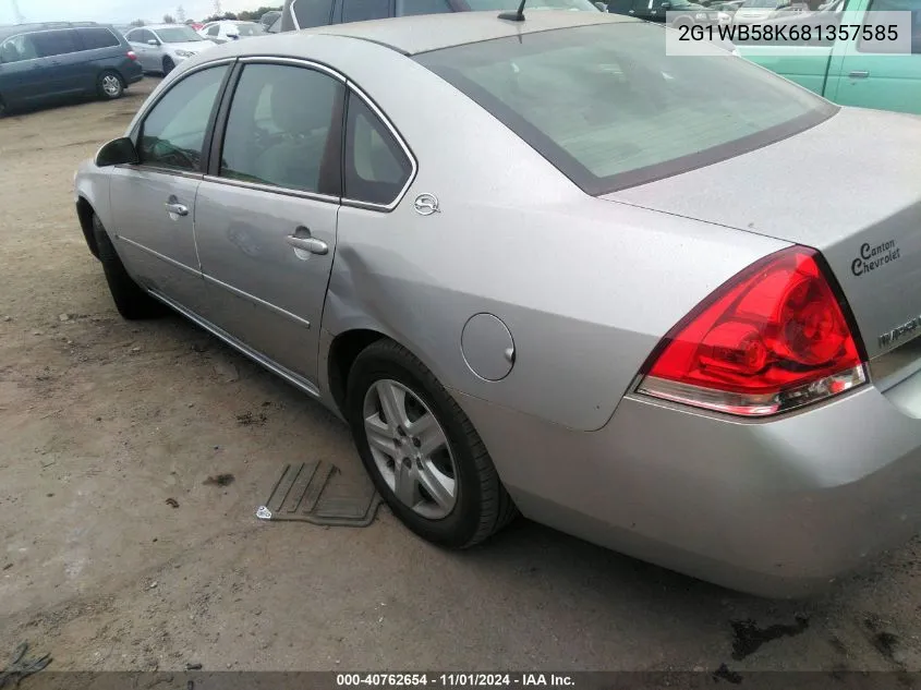 2008 Chevrolet Impala Ls VIN: 2G1WB58K681357585 Lot: 40762654