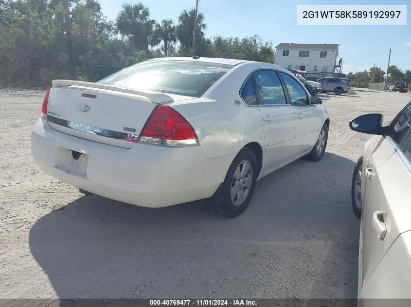 2008 Chevrolet Impala Lt VIN: 2G1WT58K589192997 Lot: 40769477