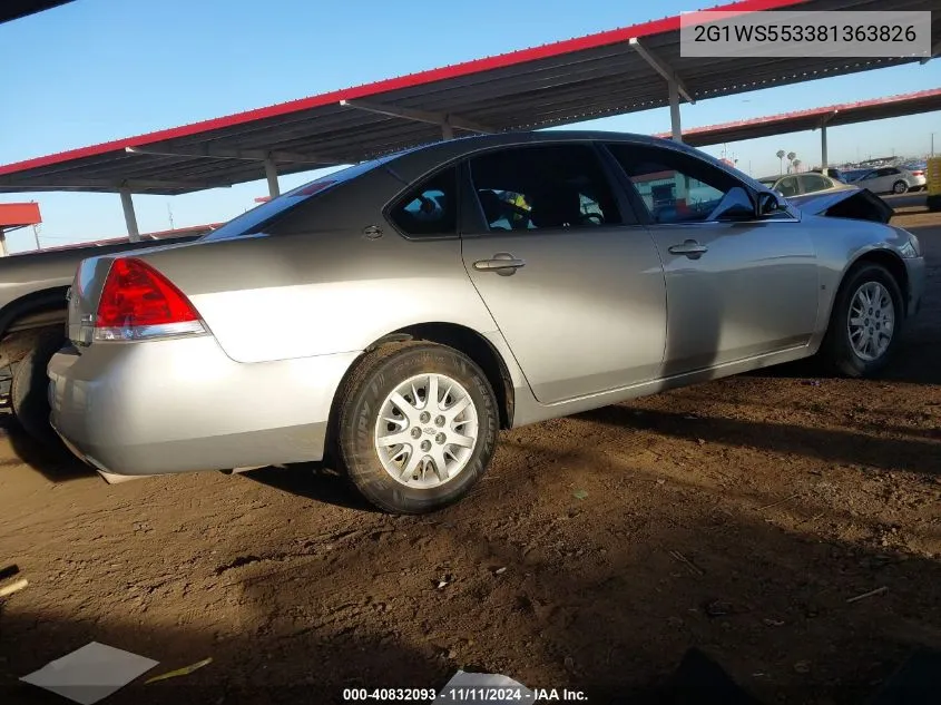 2008 Chevrolet Impala Police VIN: 2G1WS553381363826 Lot: 40832093