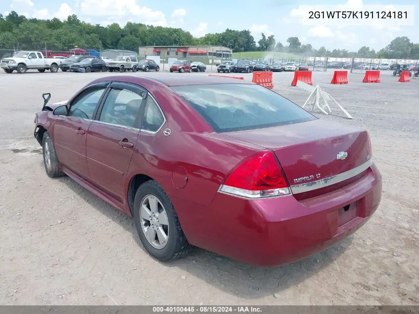 2009 Chevrolet Impala Lt VIN: 2G1WT57K191124181 Lot: 40100445