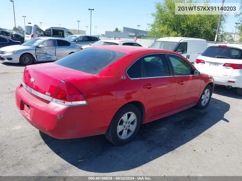 2009 Chevrolet Impala Lt VIN: 2G1WT57KX91140203 Lot: 40158639