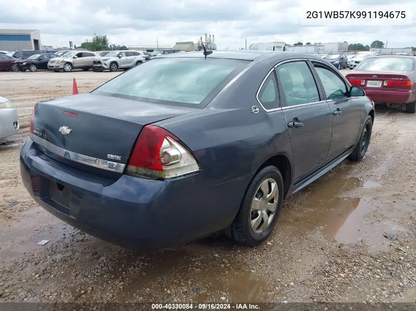 2009 Chevrolet Impala Ls VIN: 2G1WB57K991194675 Lot: 40330084