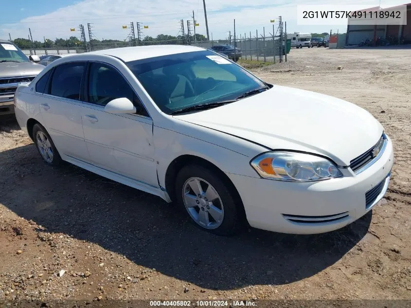 2009 Chevrolet Impala Lt VIN: 2G1WT57K491118942 Lot: 40405802