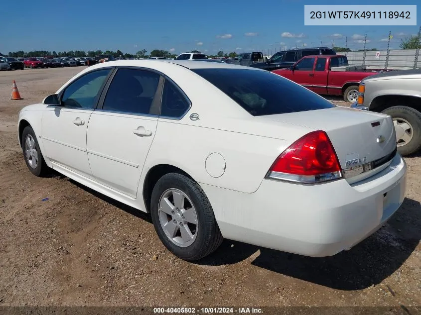 2009 Chevrolet Impala Lt VIN: 2G1WT57K491118942 Lot: 40405802