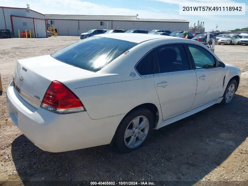 2009 Chevrolet Impala Lt VIN: 2G1WT57K491118942 Lot: 40405802