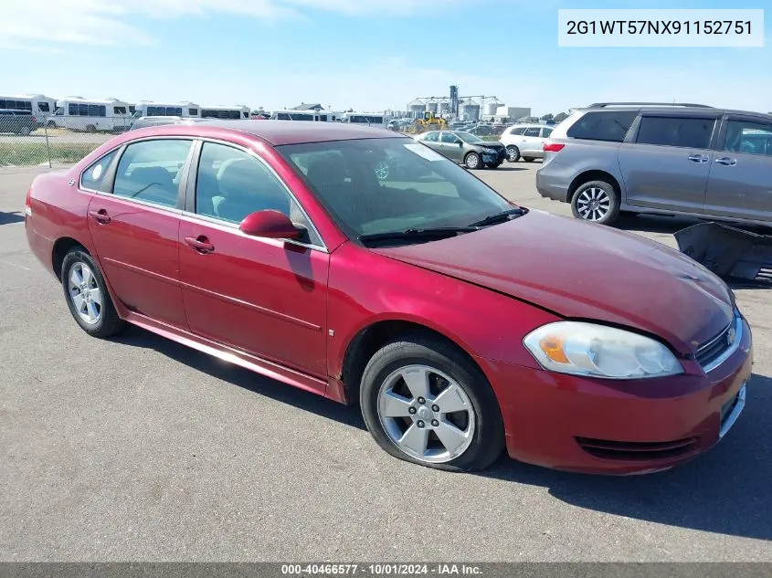 2G1WT57NX91152751 2009 Chevrolet Impala Lt