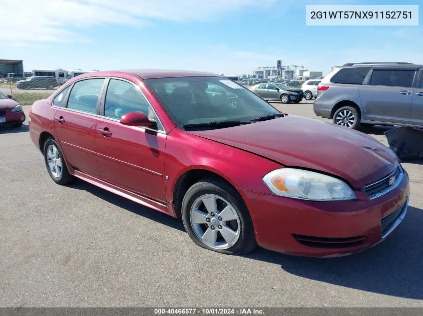 2G1WT57NX91152751 2009 Chevrolet Impala Lt