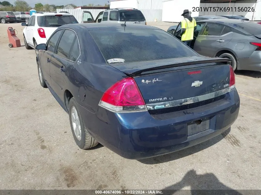 2009 Chevrolet Impala Lt VIN: 2G1WT57K691156026 Lot: 40674096