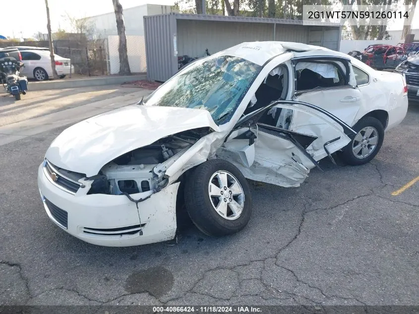 2009 Chevrolet Impala Lt VIN: 2G1WT57N591260114 Lot: 40866424