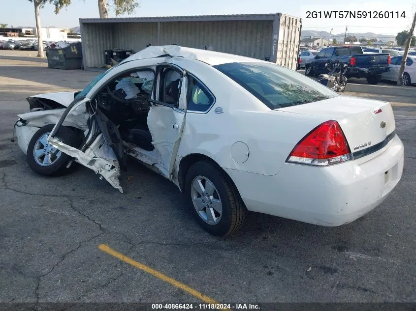 2009 Chevrolet Impala Lt VIN: 2G1WT57N591260114 Lot: 40866424