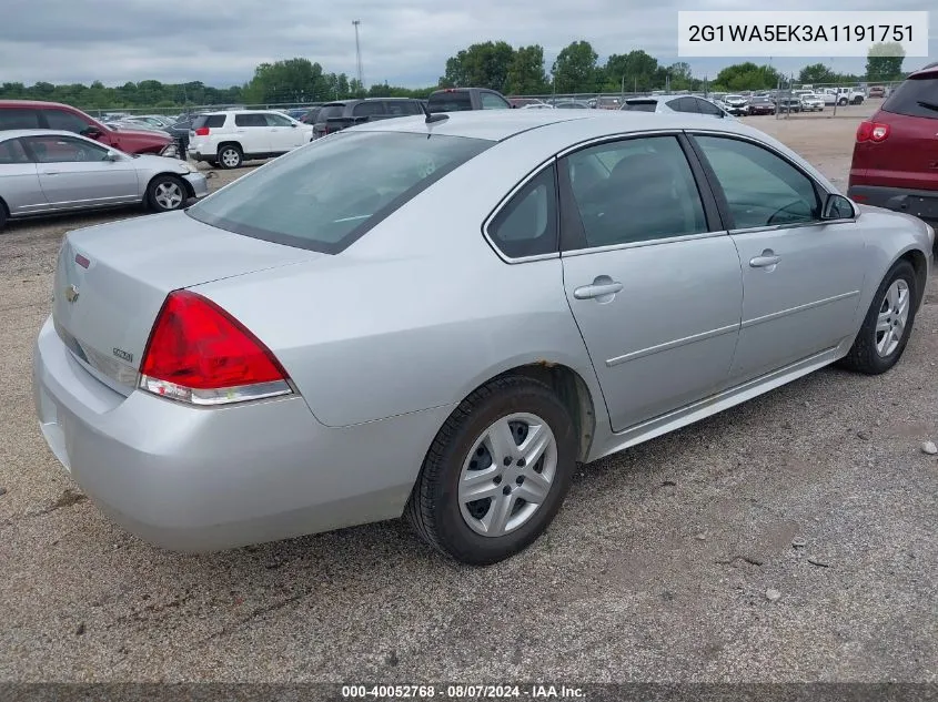 2010 Chevrolet Impala Ls VIN: 2G1WA5EK3A1191751 Lot: 40052768