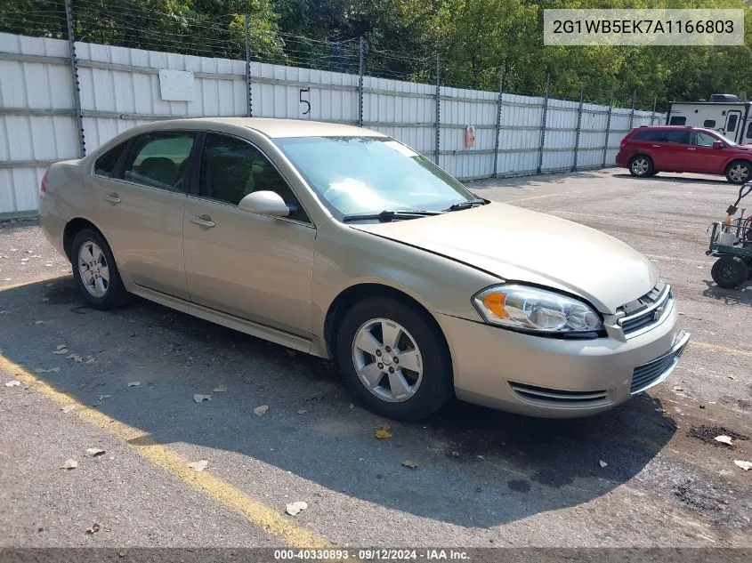 2010 Chevrolet Impala Lt VIN: 2G1WB5EK7A1166803 Lot: 40330893