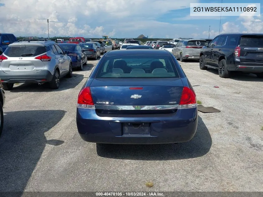 2010 Chevrolet Impala Lt VIN: 2G1WB5EK5A1110892 Lot: 40478105