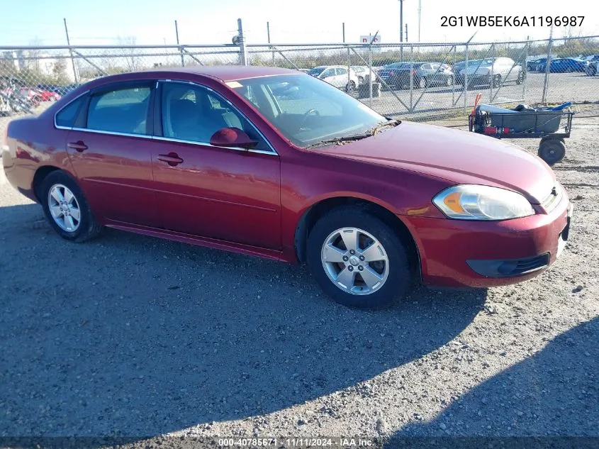 2010 Chevrolet Impala Lt VIN: 2G1WB5EK6A1196987 Lot: 40785671