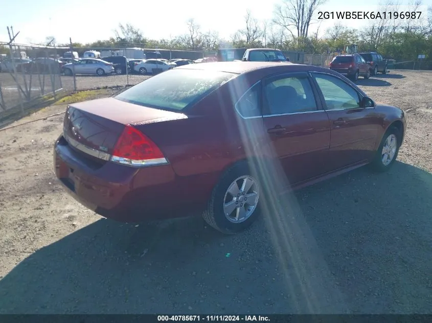 2010 Chevrolet Impala Lt VIN: 2G1WB5EK6A1196987 Lot: 40785671