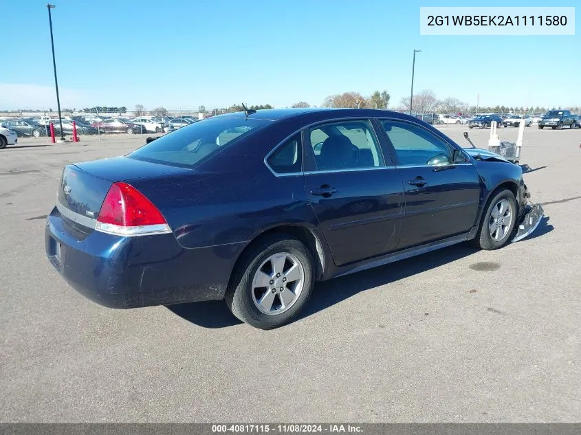 2010 Chevrolet Impala Lt VIN: 2G1WB5EK2A1111580 Lot: 40817115