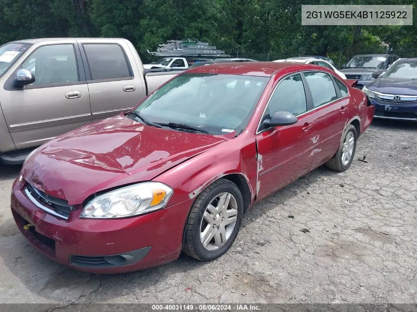 2011 Chevrolet Impala Lt VIN: 2G1WG5EK4B1125922 Lot: 40031149