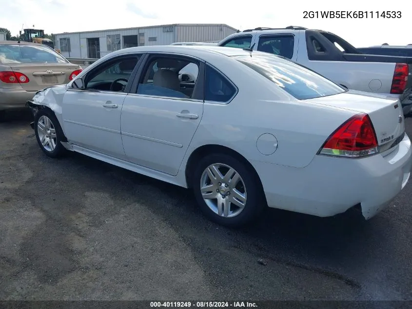 2011 Chevrolet Impala Lt VIN: 2G1WB5EK6B1114533 Lot: 40119249