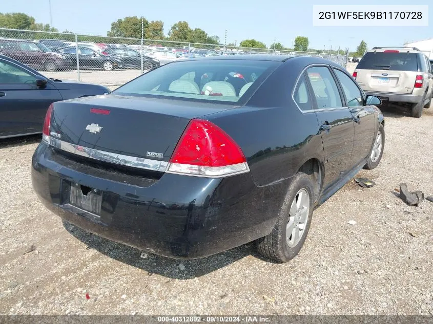 2011 Chevrolet Impala Ls VIN: 2G1WF5EK9B1170728 Lot: 40312892