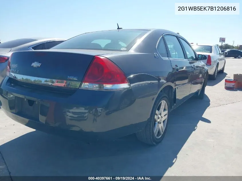 2011 Chevrolet Impala Lt VIN: 2G1WB5EK7B1206816 Lot: 40397661