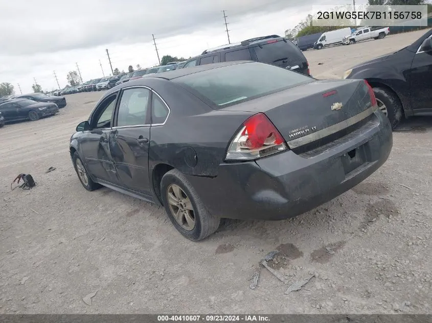 2011 Chevrolet Impala Lt VIN: 2G1WG5EK7B1156758 Lot: 40410607