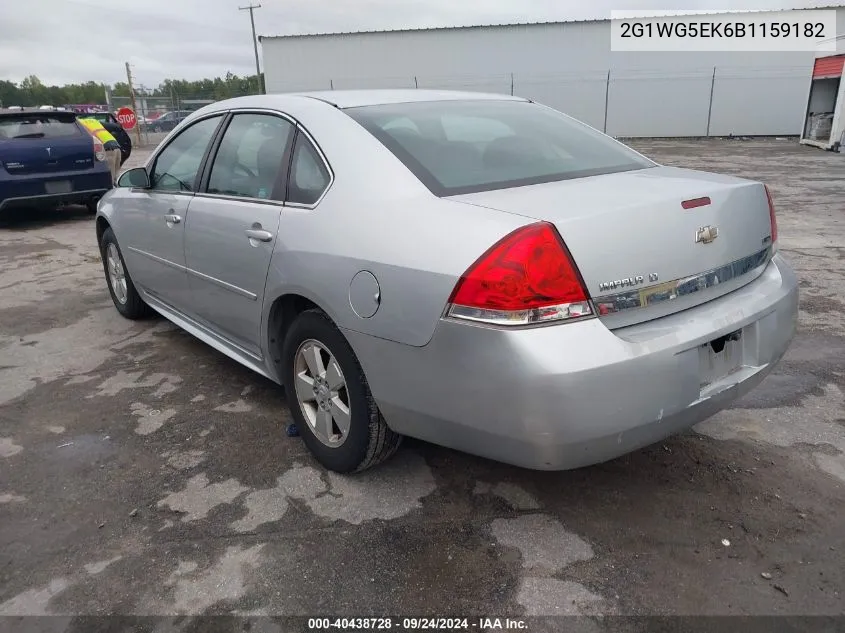 2011 Chevrolet Impala Lt VIN: 2G1WG5EK6B1159182 Lot: 40438728