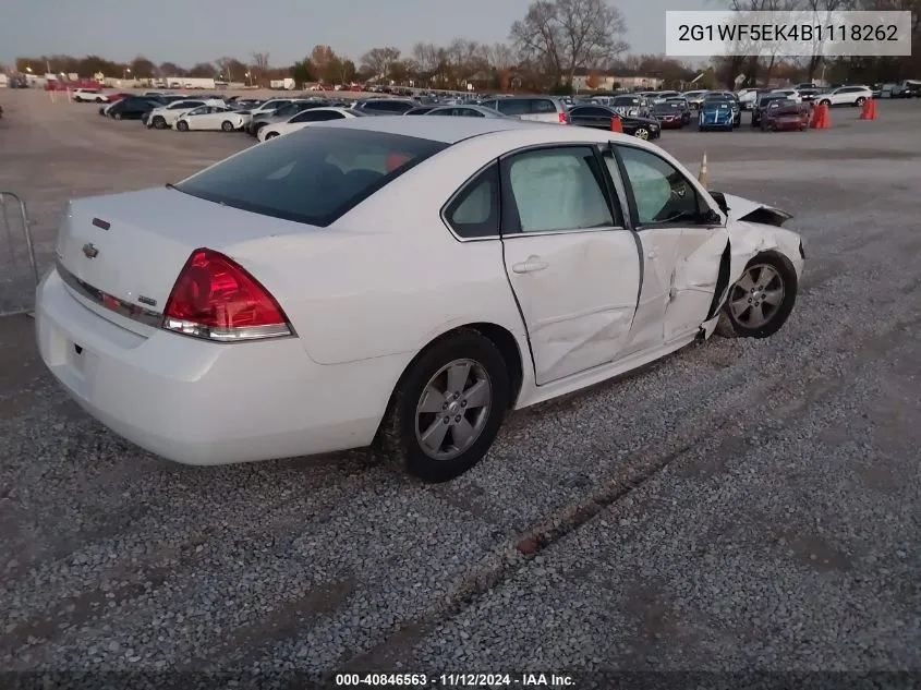 2011 Chevrolet Impala Ls VIN: 2G1WF5EK4B1118262 Lot: 40846563