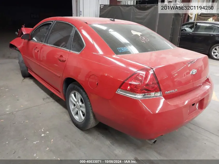 2G1WA5E32C1194250 2012 Chevrolet Impala Ls