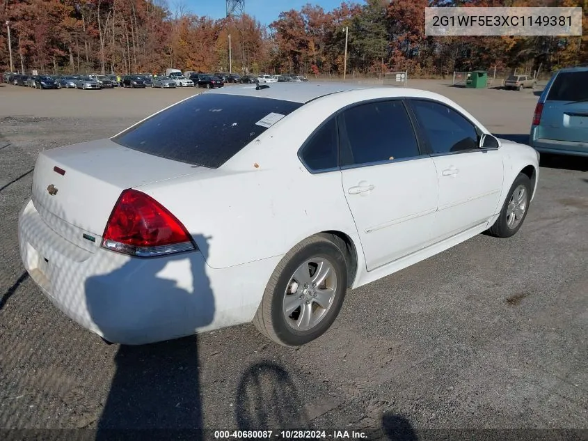 2012 Chevrolet Impala Ls VIN: 2G1WF5E3XC1149381 Lot: 40680087