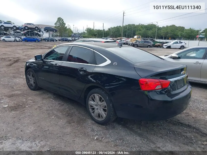 2014 Chevrolet Impala 1Ls VIN: 1G11Y5SL4EU111340 Lot: 39645123