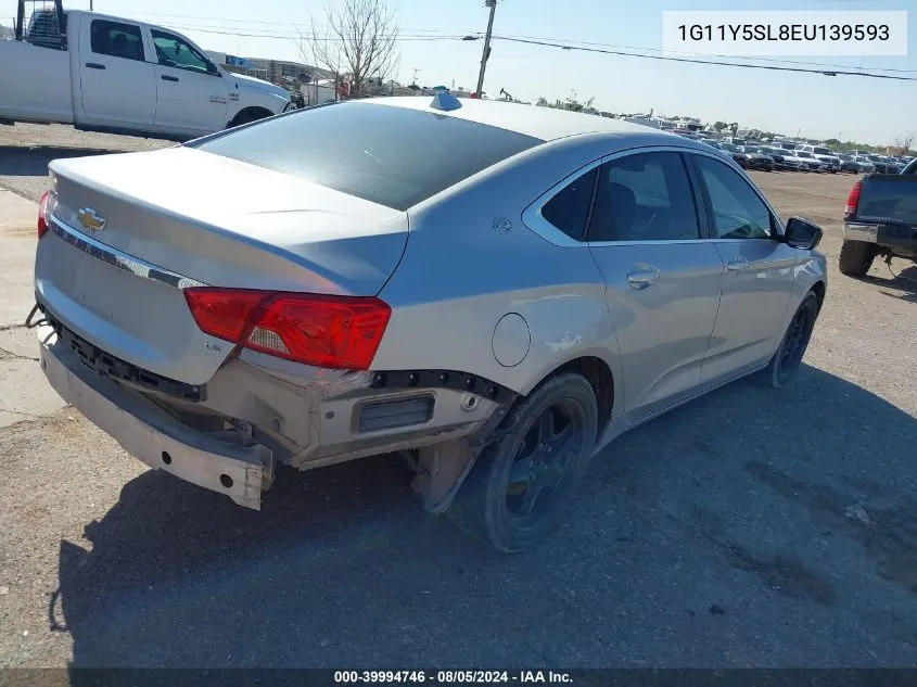 2014 Chevrolet Impala 1Ls VIN: 1G11Y5SL8EU139593 Lot: 39994746