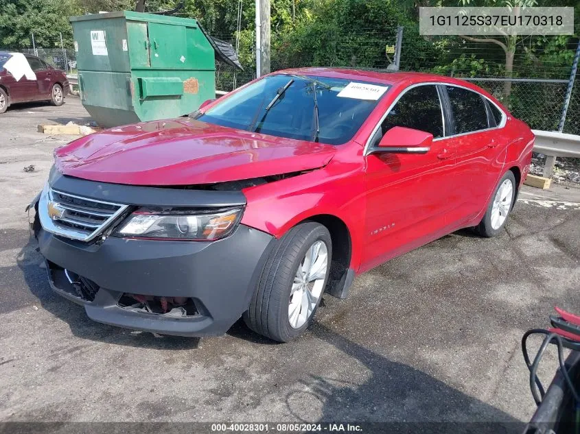 2014 Chevrolet Impala 2Lt VIN: 1G1125S37EU170318 Lot: 40028301