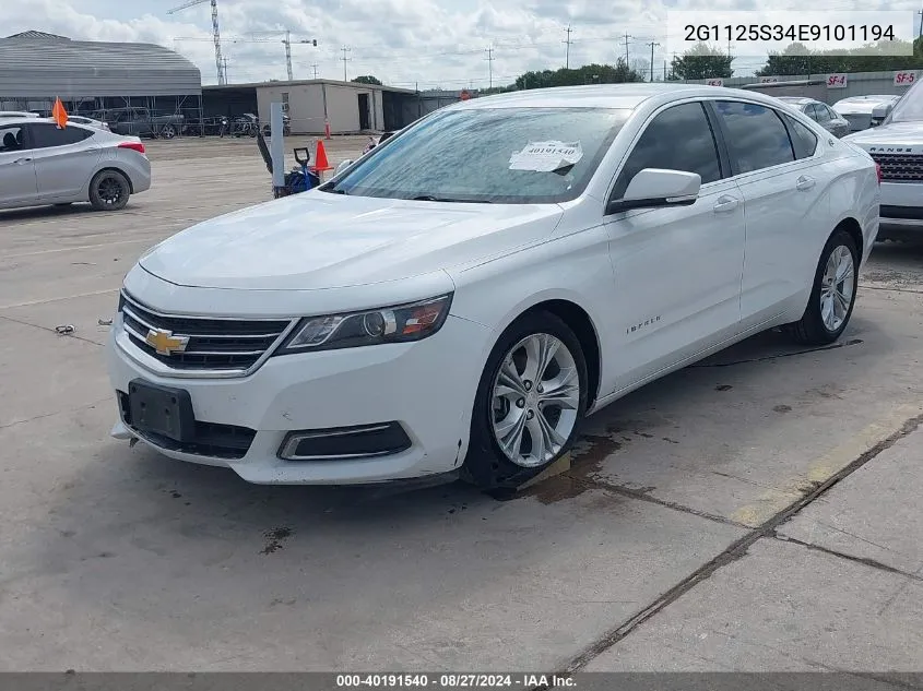 2014 Chevrolet Impala 2Lt VIN: 2G1125S34E9101194 Lot: 40191540