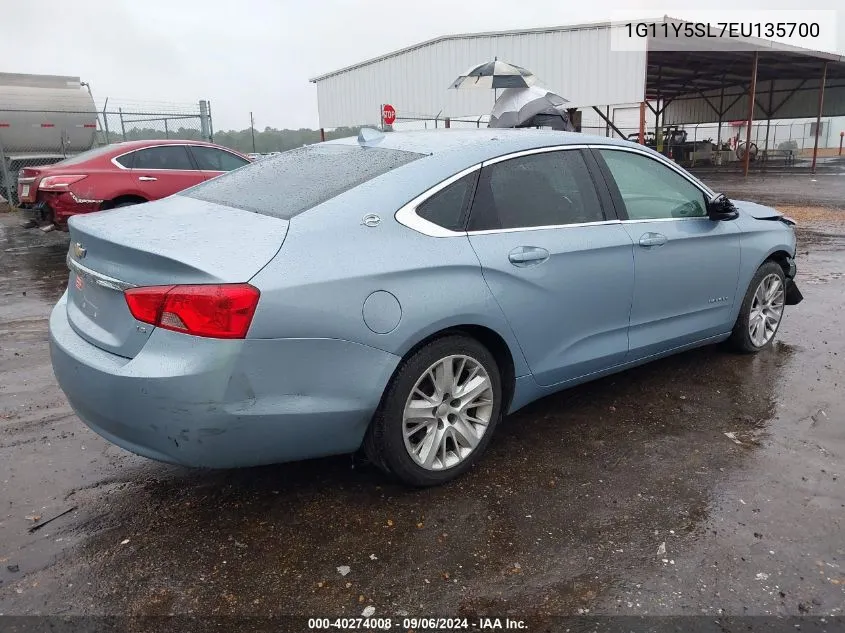 2014 Chevrolet Impala 1Ls VIN: 1G11Y5SL7EU135700 Lot: 40274008