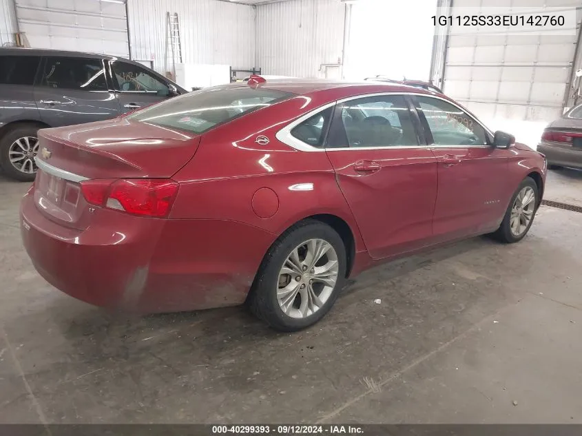 2014 Chevrolet Impala 2Lt VIN: 1G1125S33EU142760 Lot: 40299393