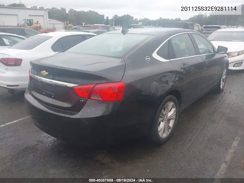 2014 Chevrolet Impala 2Lt VIN: 2G1125S32E9281114 Lot: 40357059